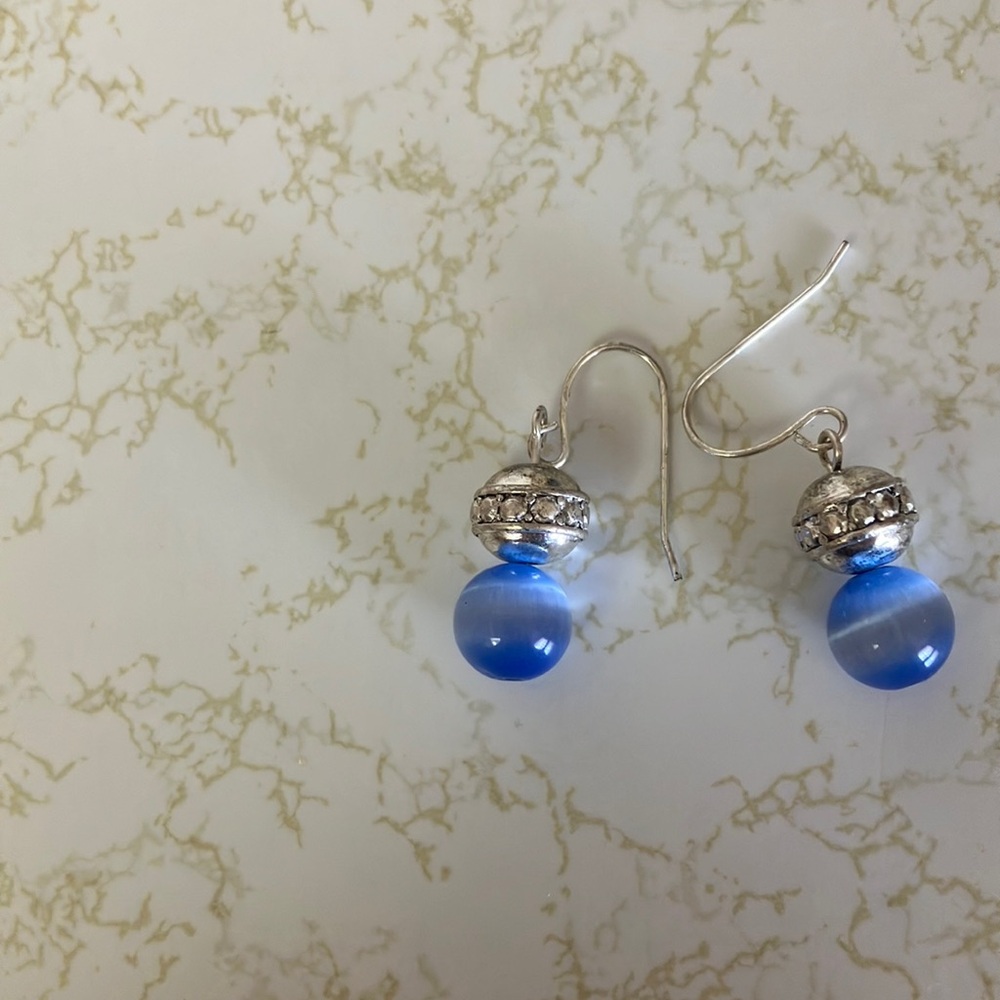 Elegant Silver and Blue Dangle Earrings